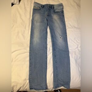 Men's Light Blue Distressed Jeans